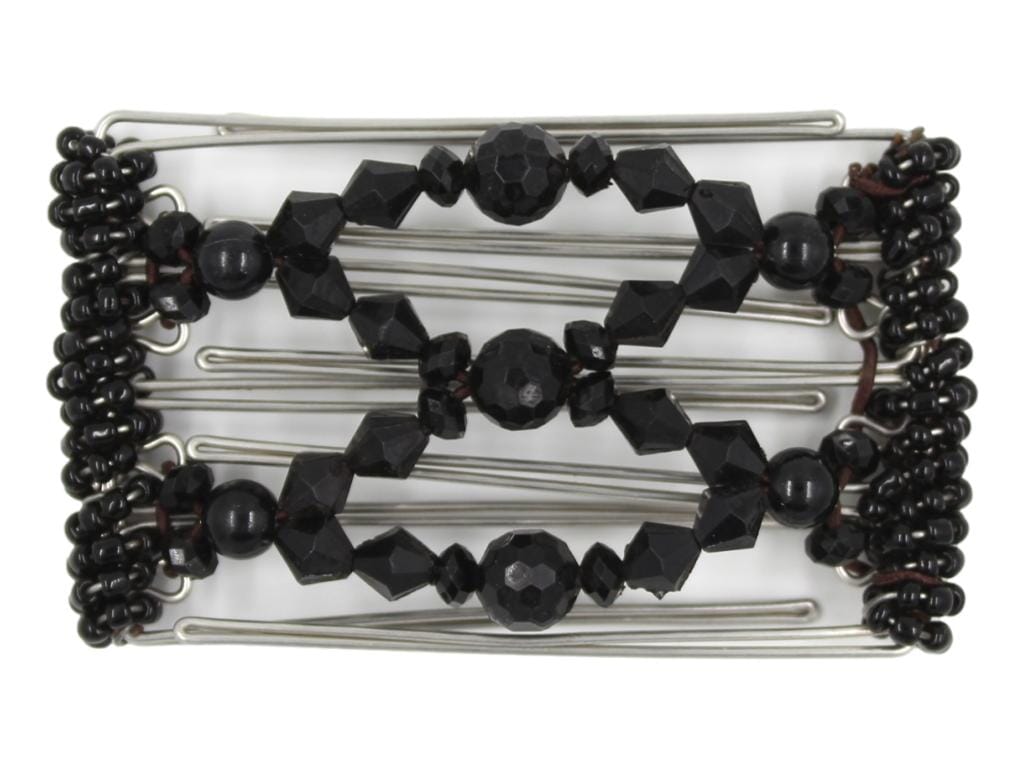 African Butterfly Wire Hair Clip - 5 Tong 428 - hair clip with black beads on a white background