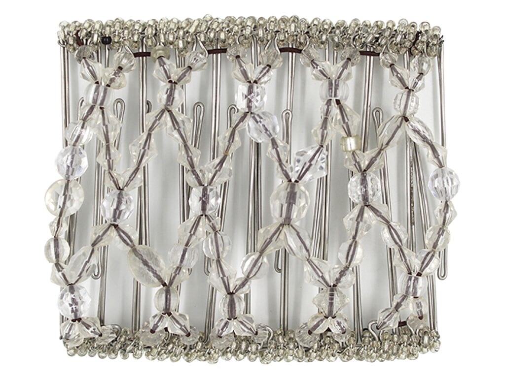 African Butterfly Wire Hair Clip - 11 Tong 552 - clear multi-faceted acrylic beads with clear Czech seed beads, white background