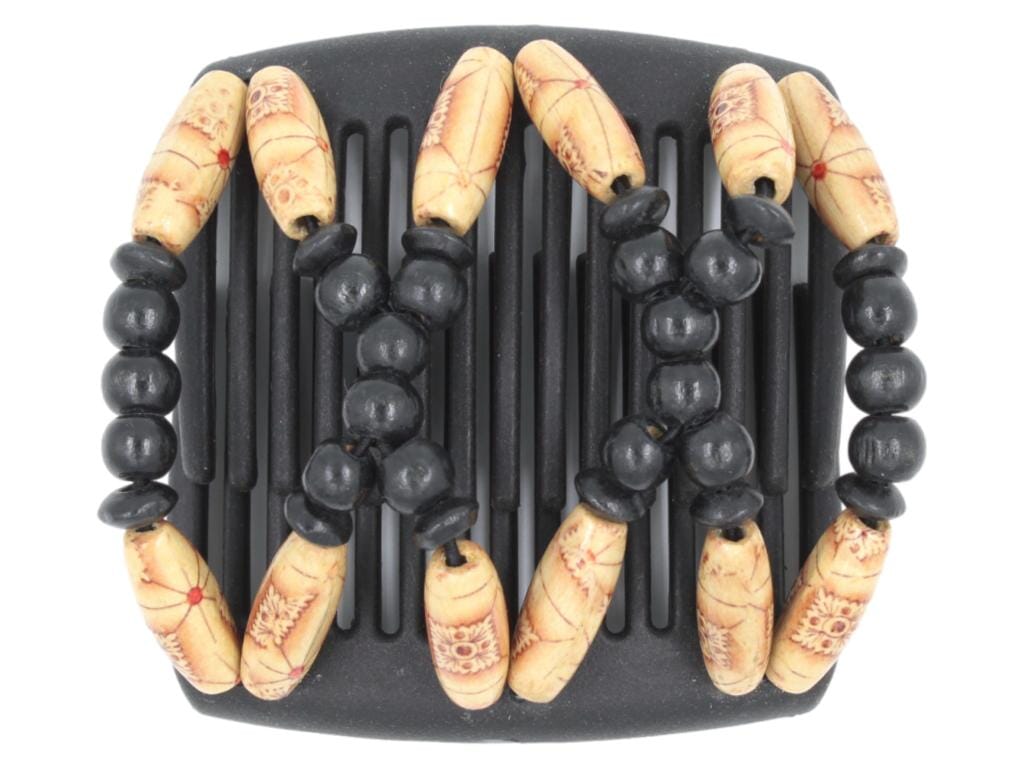 African Butterfly Chameleon Hair Comb - Beada Black 59