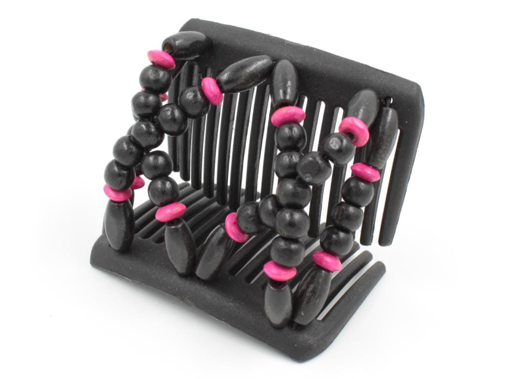 African Butterfly Chameleon Hair Comb - Beada Black 60