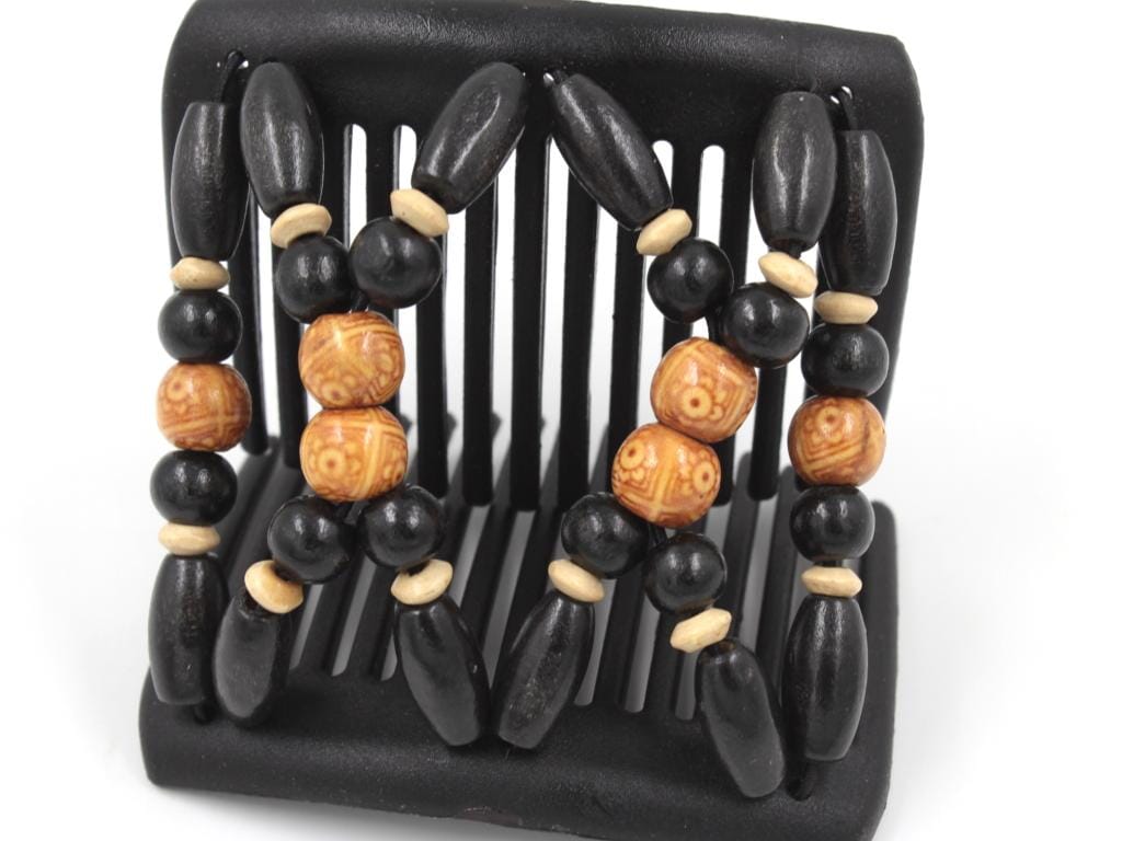 African Butterfly Chameleon Hair Comb - Beada Black 65