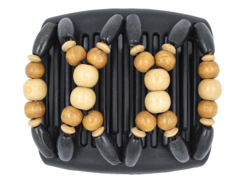 African Butterfly Chameleon Hair Comb - Beada Black 68