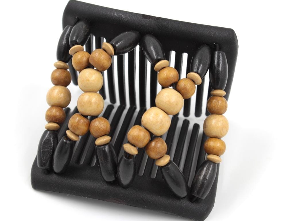 African Butterfly Chameleon Hair Comb - Beada Black 68