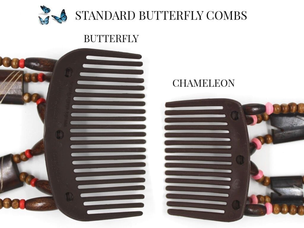 African Butterfly Chameleon Hair Comb - Beada Brown 69