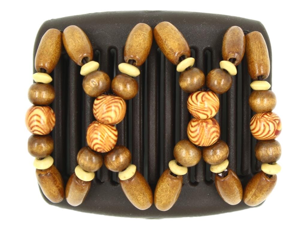 African Butterfly Chameleon Hair Comb - Beada Brown 79