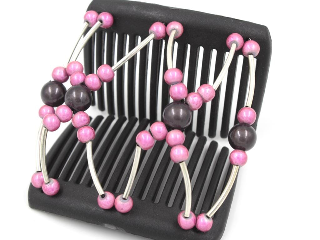 African Butterfly Chameleon Hair Comb - Beada Tube Black 26