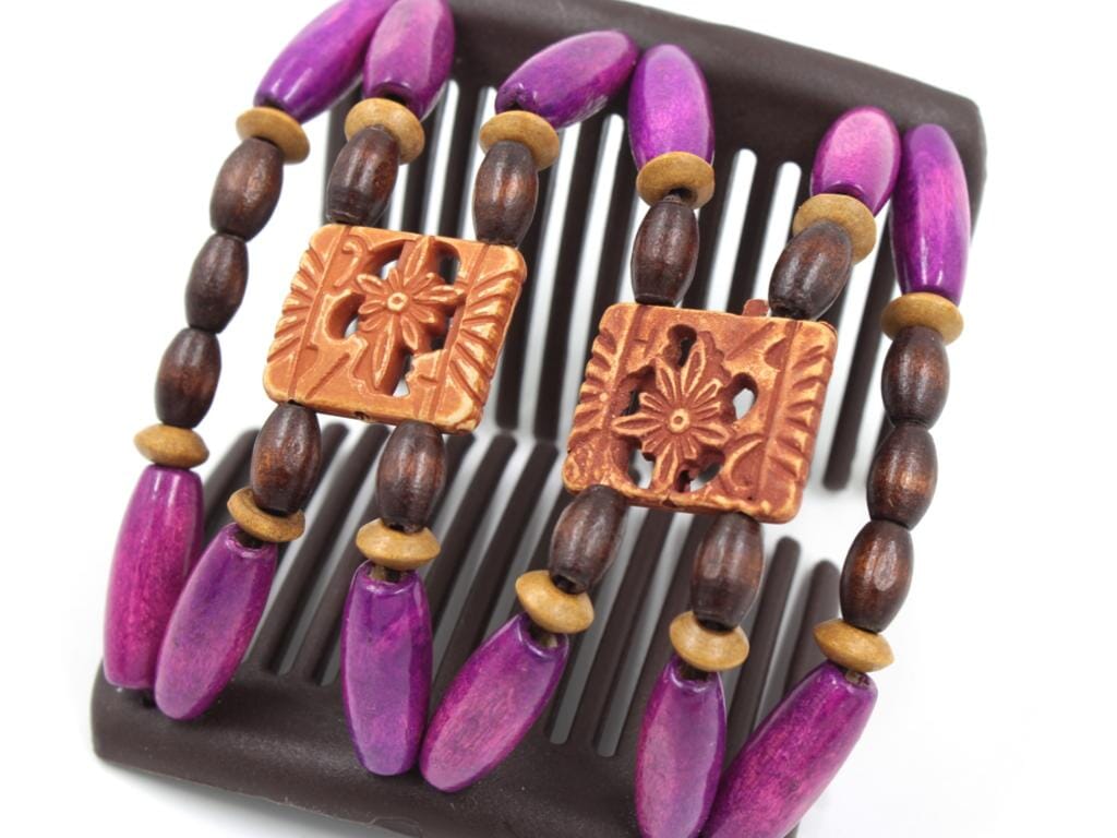 African Butterfly Chameleon Hair Comb - Dupla Brown 65