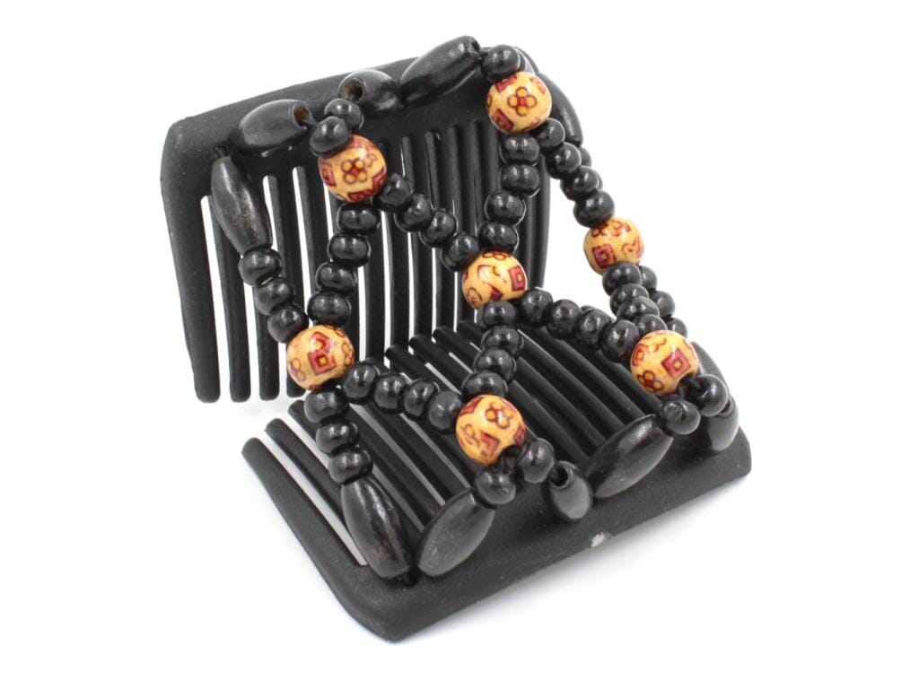 African Butterfly Chameleon Hair Comb - Ndebele Black 50