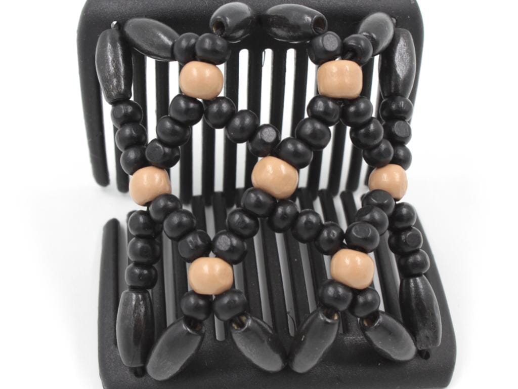 African Butterfly Chameleon Hair Comb - Ndebele Black 55