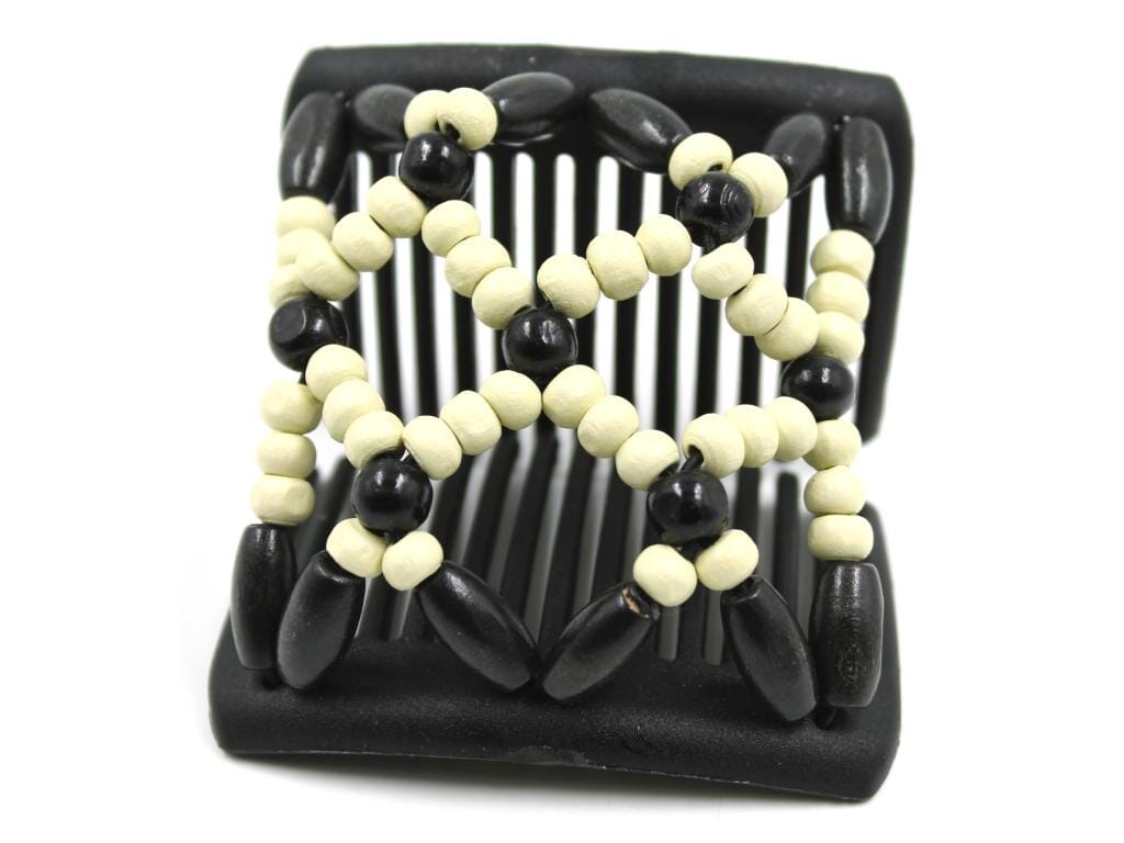 African Butterfly Chameleon Hair Comb - Ndebele Black 62