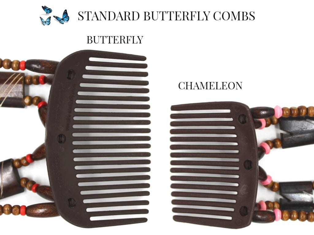 African Butterfly Chameleon Hair Comb - Ndebele Brown 69