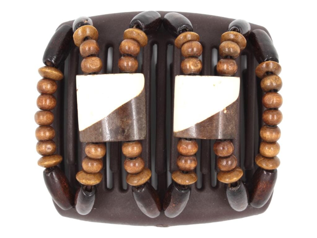 African Butterfly Chameleon Hair Comb - Stones & Bones Brown 42