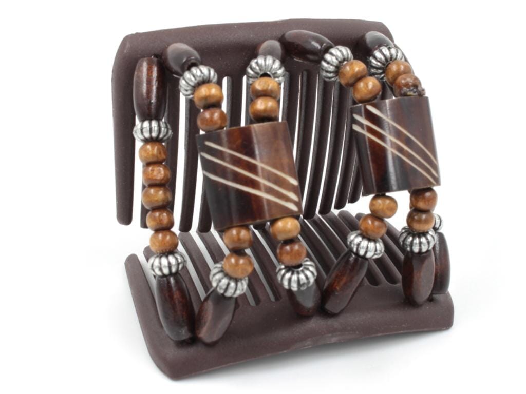 African Butterfly Chameleon Hair Comb - Stones & Bones Brown 44