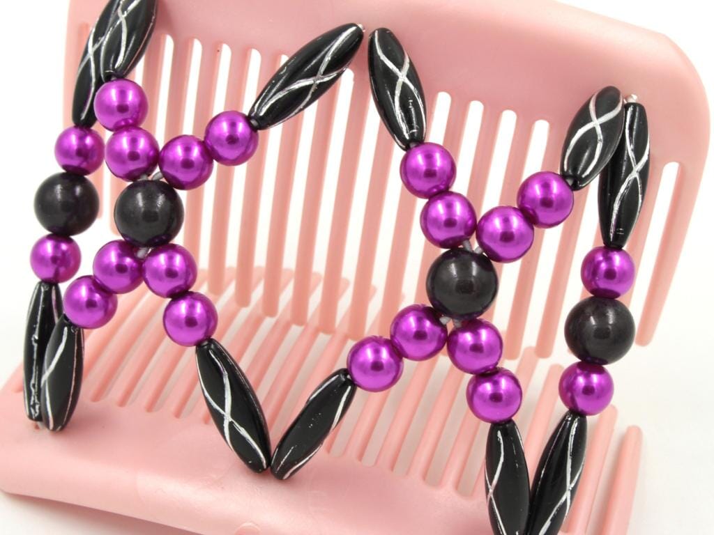 African Butterfly Hair Comb - Dalena Pink Pearl 08