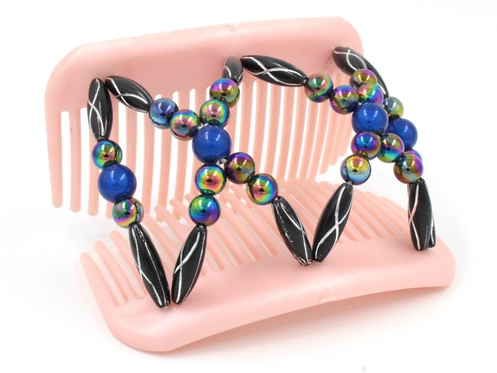 African Butterfly Hair Comb - Dalena Pink Pearl 09