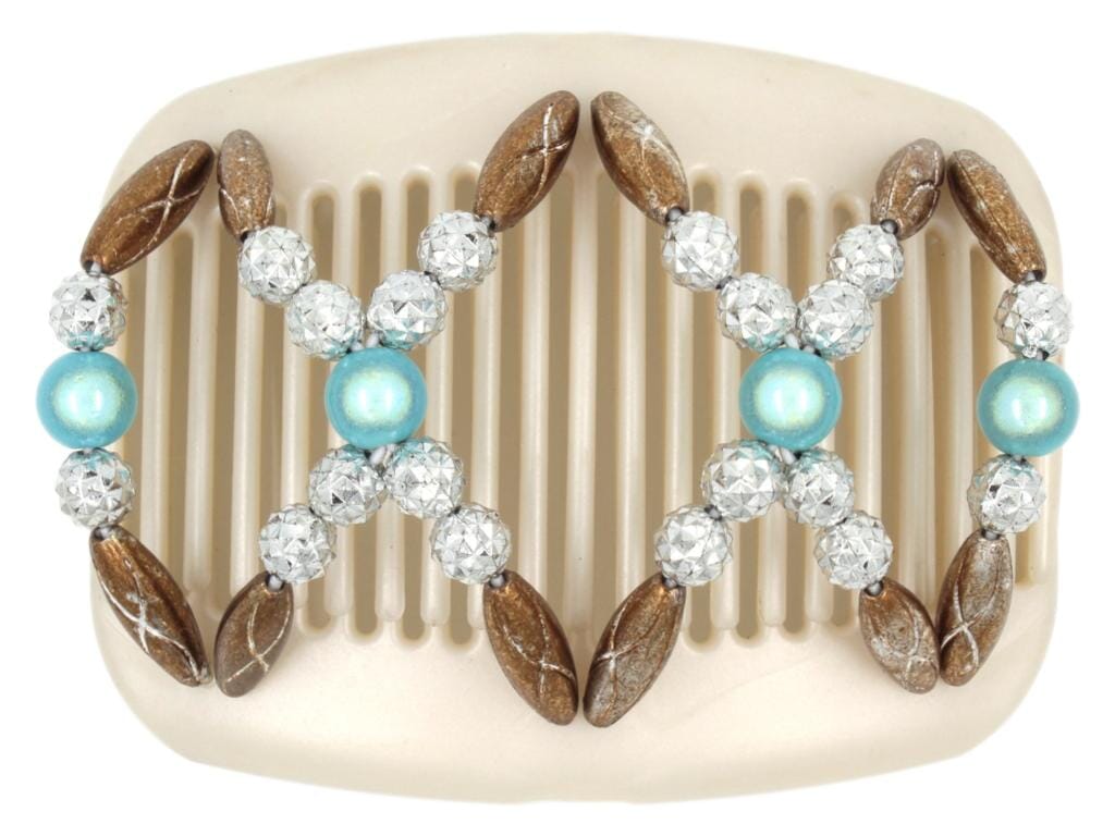 African Butterfly Hair Comb - Dalena White Pearl 26