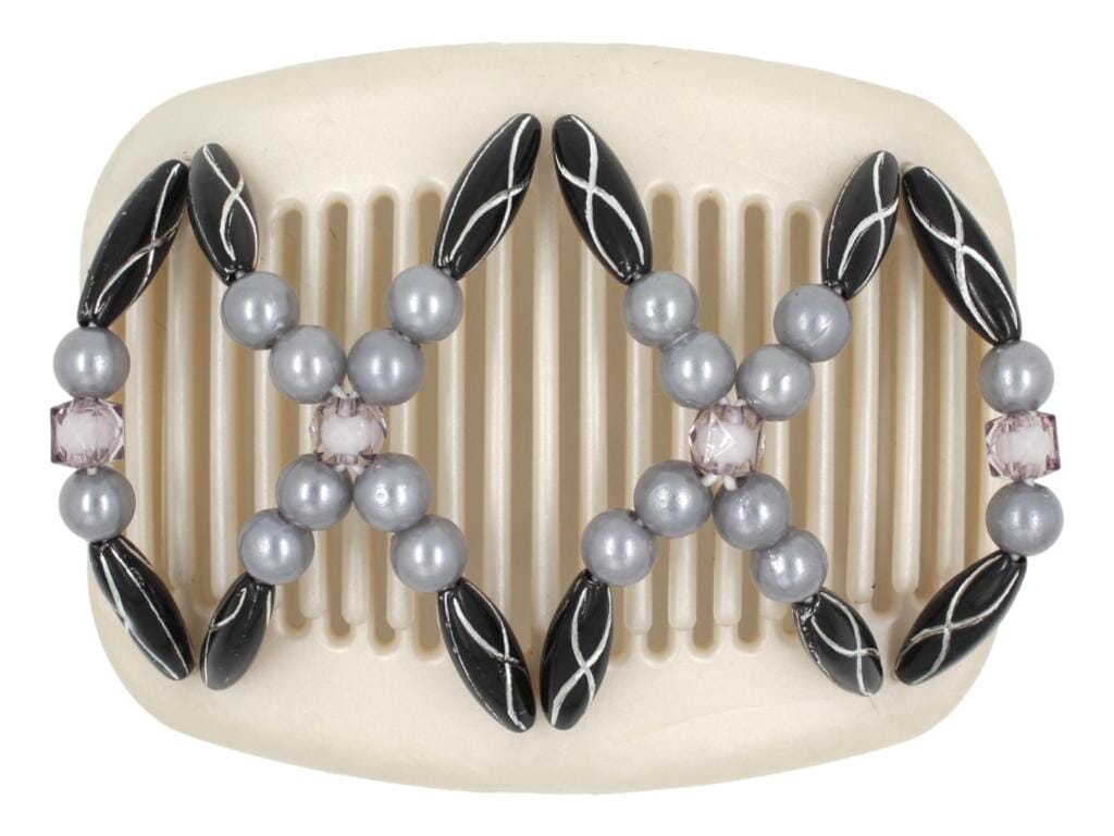 African Butterfly Hair Comb - Dalena White Pearl 31