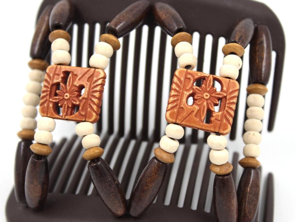 African Butterfly Hair Comb - Dupla Brown 156