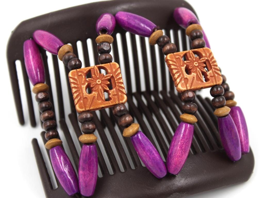 African Butterfly Hair Comb - Dupla Brown 157