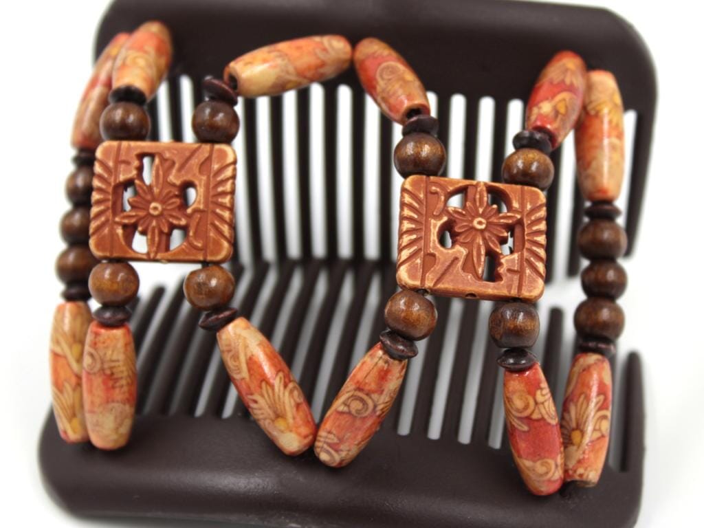 African Butterfly Hair Comb - Dupla Brown 161