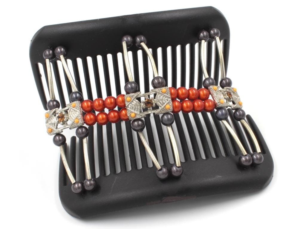 African Butterfly Hair Comb - Flowers Black 60