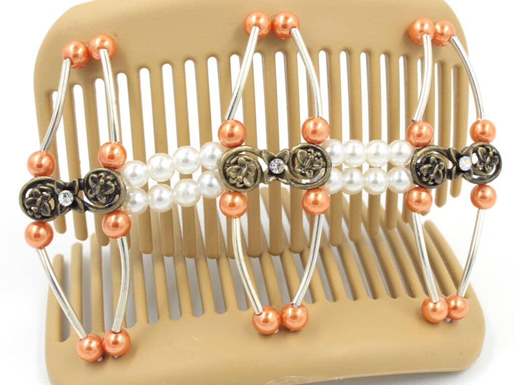 African Butterfly Hair Comb - Flowers Blonde 49