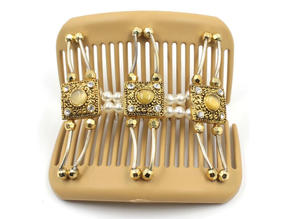 African Butterfly Hair Comb - Flowers Blonde 52
