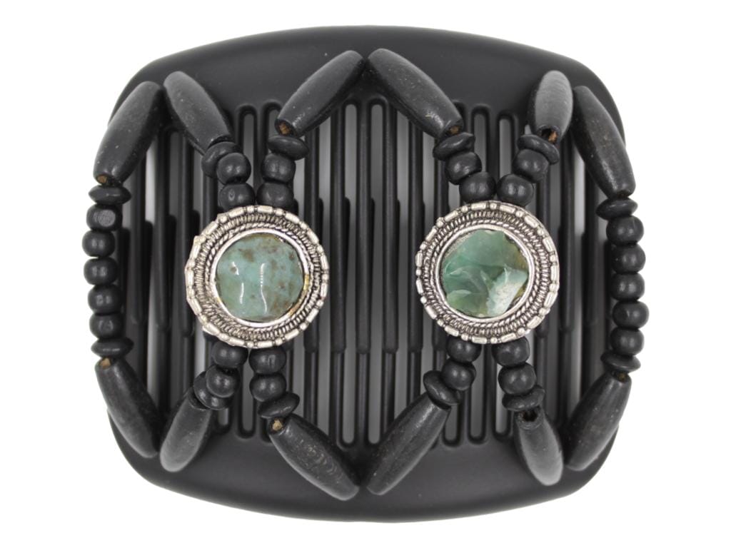 African Butterfly Hair Comb - Gemstone Black 78