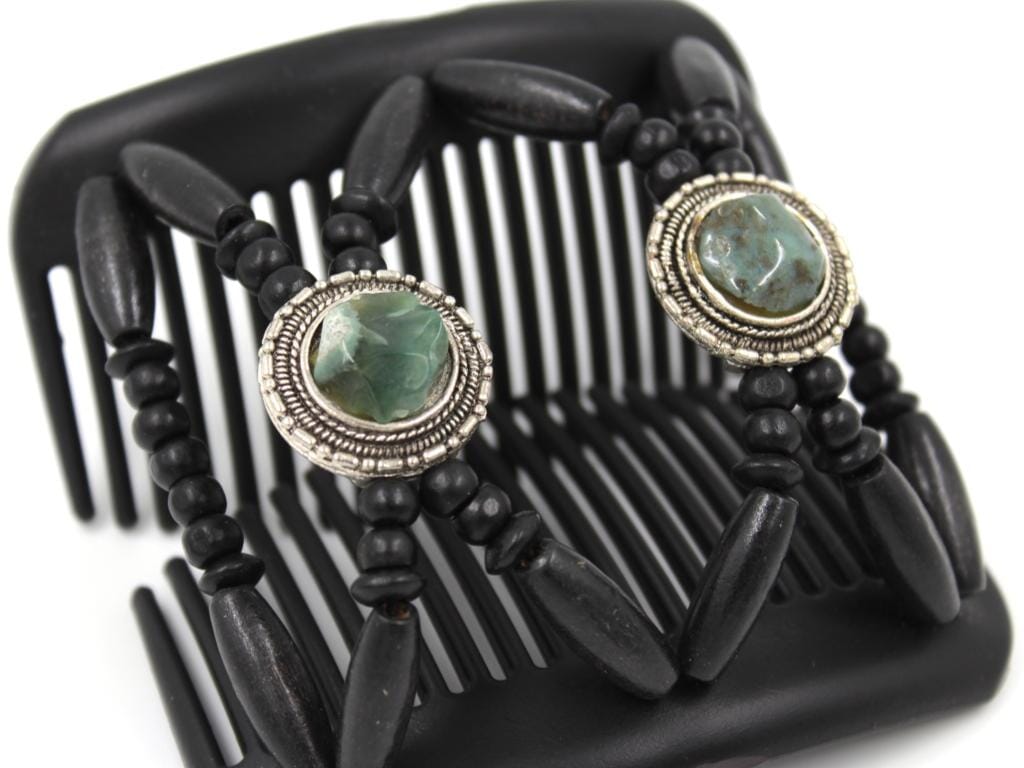 African Butterfly Hair Comb - Gemstone Black 78
