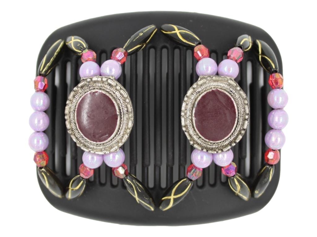 African Butterfly Hair Comb - Gemstone Black 80