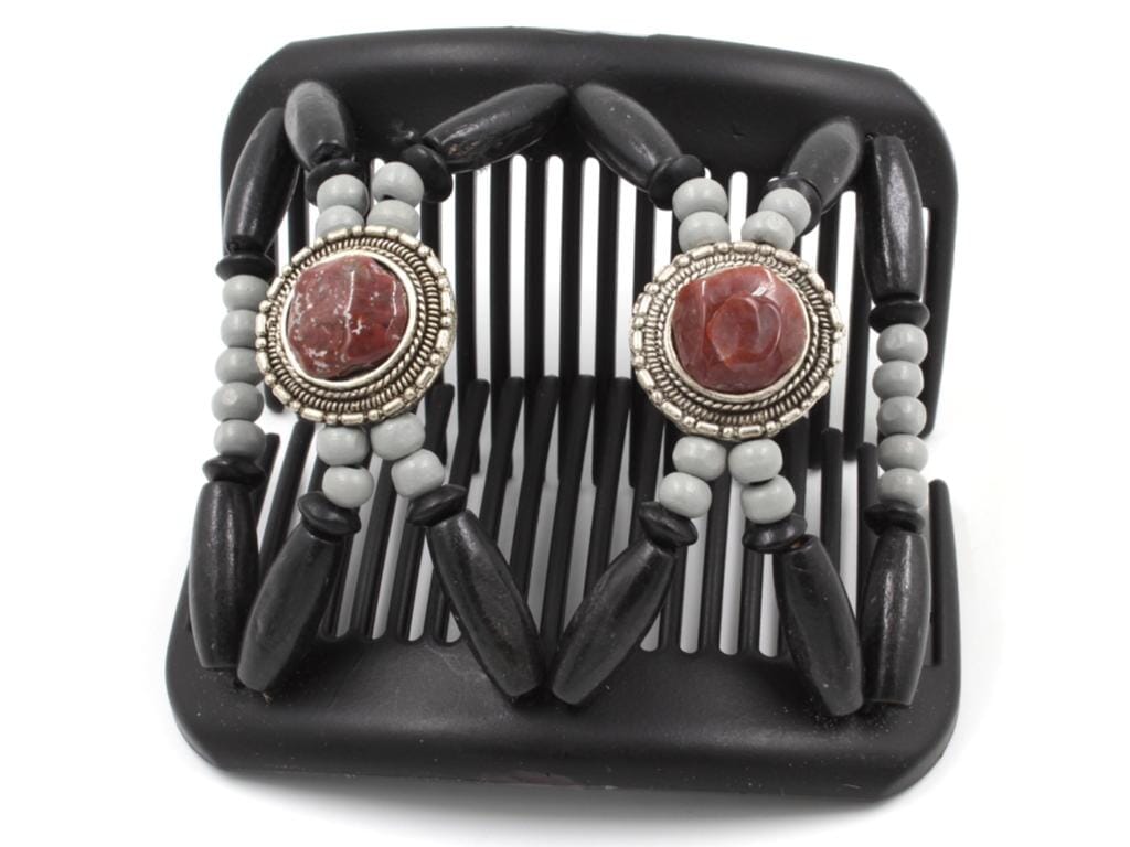 African Butterfly Hair Comb - Gemstone Black 81