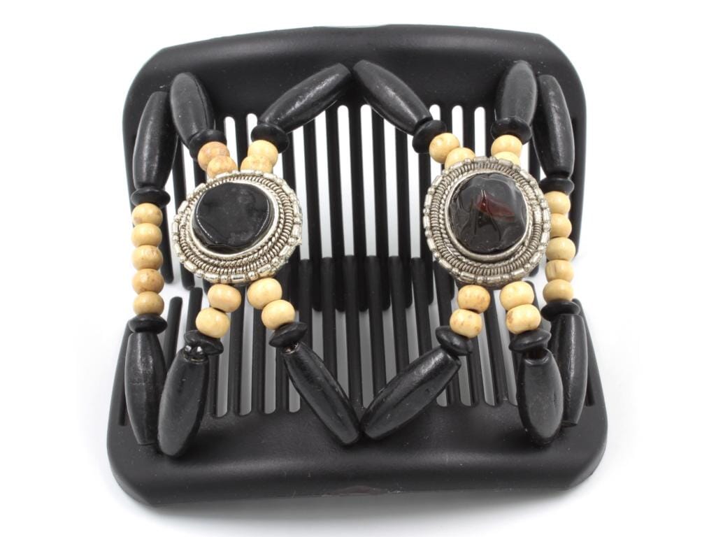 African Butterfly Hair Comb - Gemstone Black 83