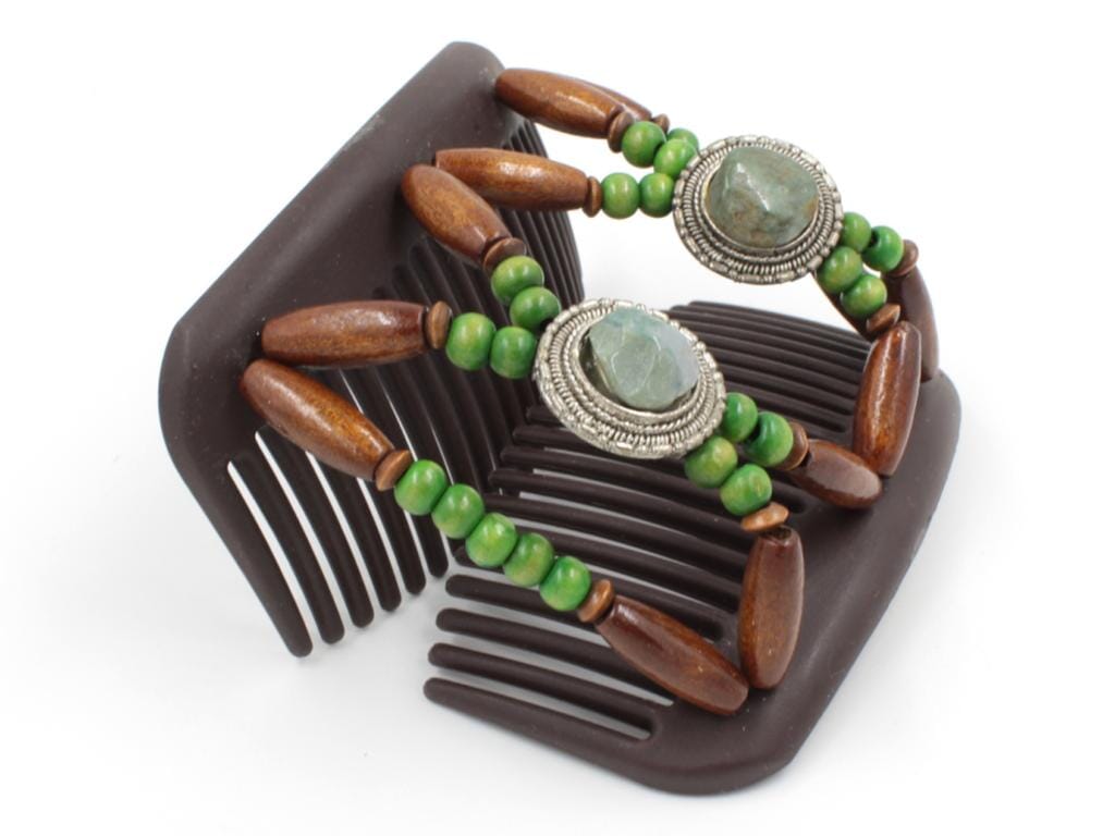 African Butterfly Hair Comb - Gemstone Brown 66