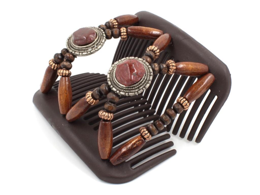 African Butterfly Hair Comb - Gemstone Brown 67