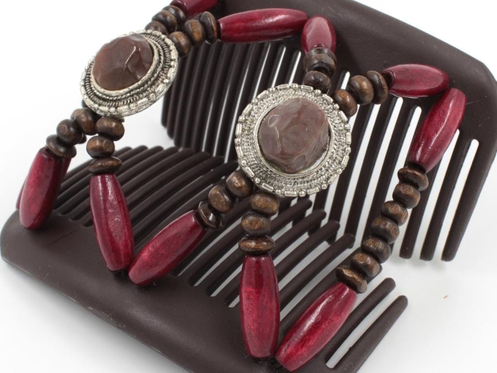 African Butterfly Hair Comb - Gemstone Brown 73