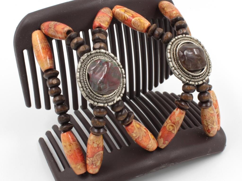 African Butterfly Hair Comb - Gemstone Brown 74