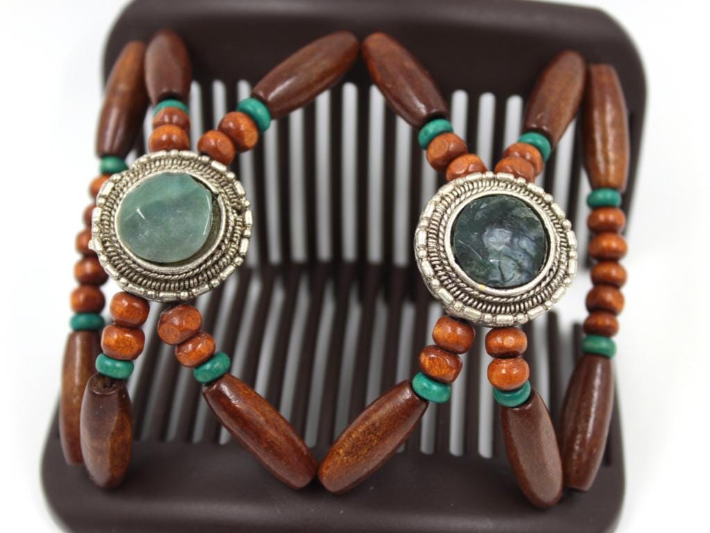 African Butterfly Hair Comb - Gemstone Brown 85