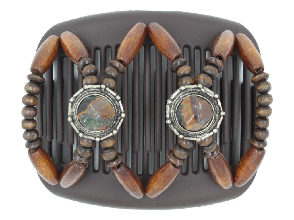 African Butterfly Hair Comb - Gemstone Brown 86