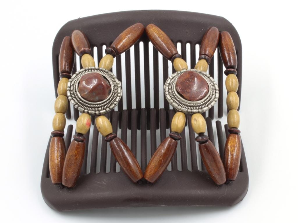 African Butterfly Hair Comb - Gemstone Brown 87