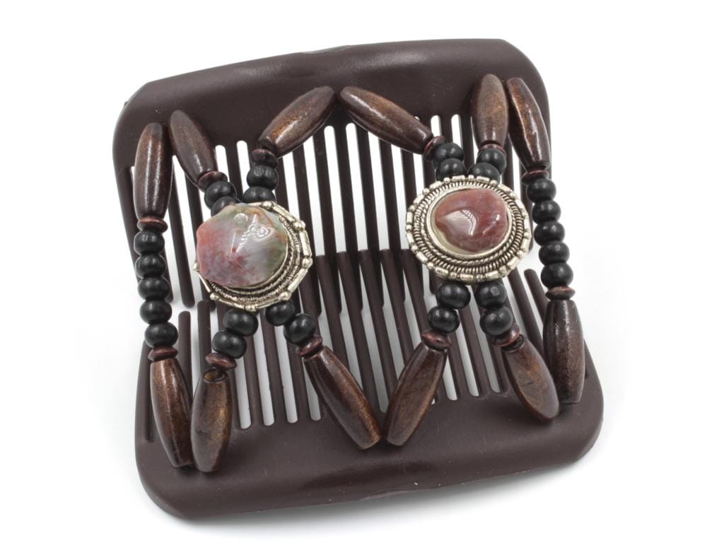 African Butterfly Hair Comb - Gemstone Brown 88