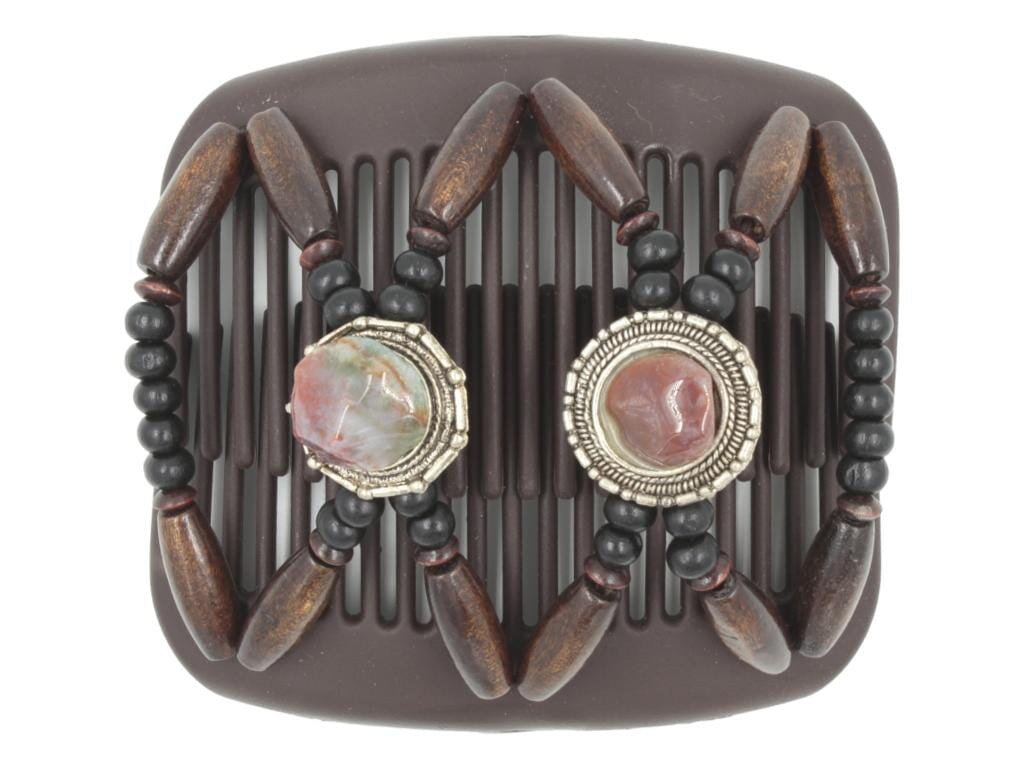 African Butterfly Hair Comb - Gemstone Brown 88