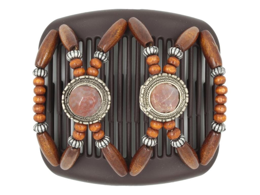 African Butterfly Hair Comb - Gemstone Brown 89