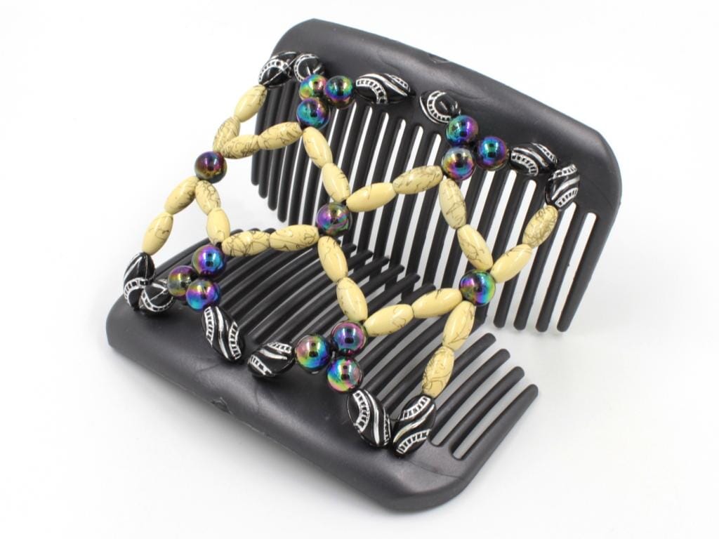 African Butterfly Hair Comb - Ndalena Black Pearl 10
