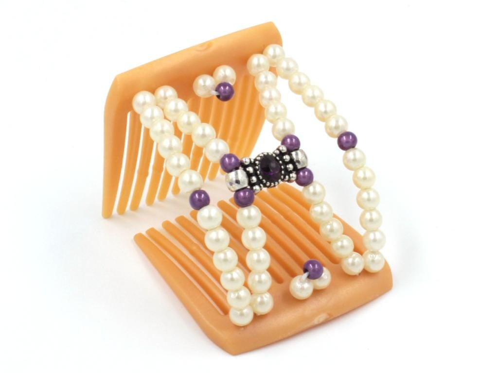 African Butterfly LadyBug Hair Comb - Blonde Pearl 34