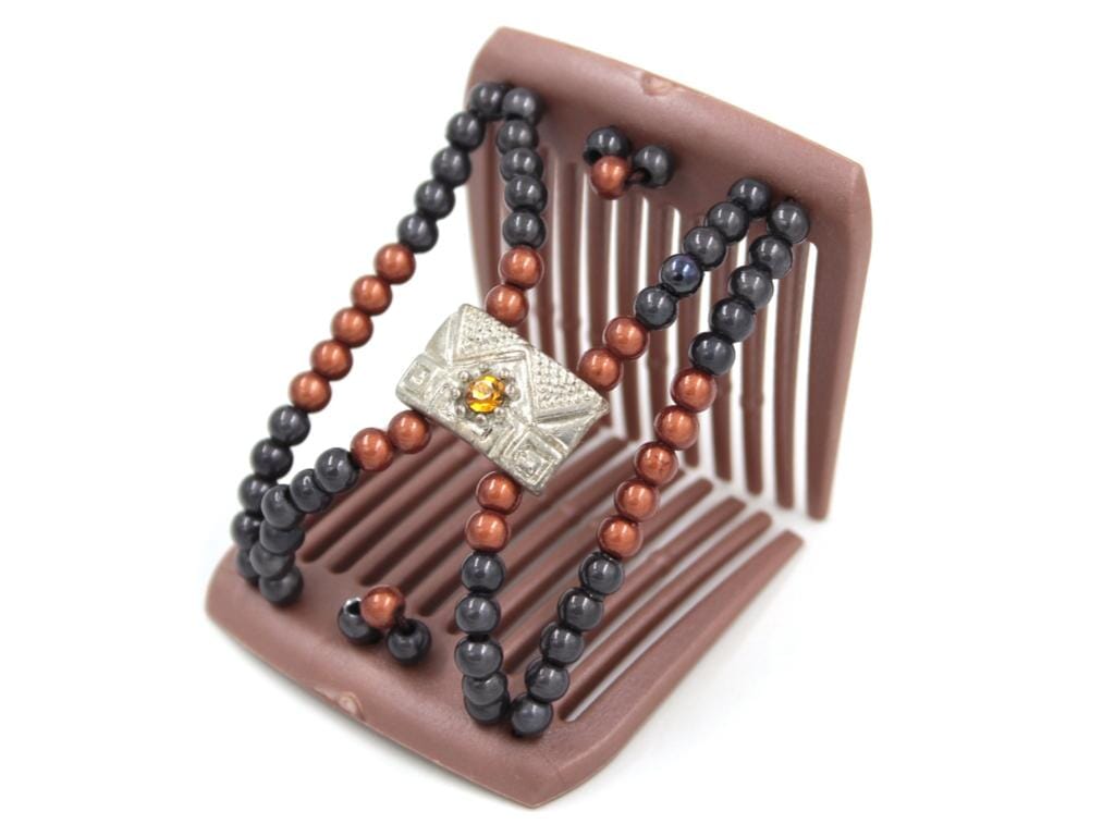 African Butterfly LadyBug Hair Comb - Brown Pearl 43