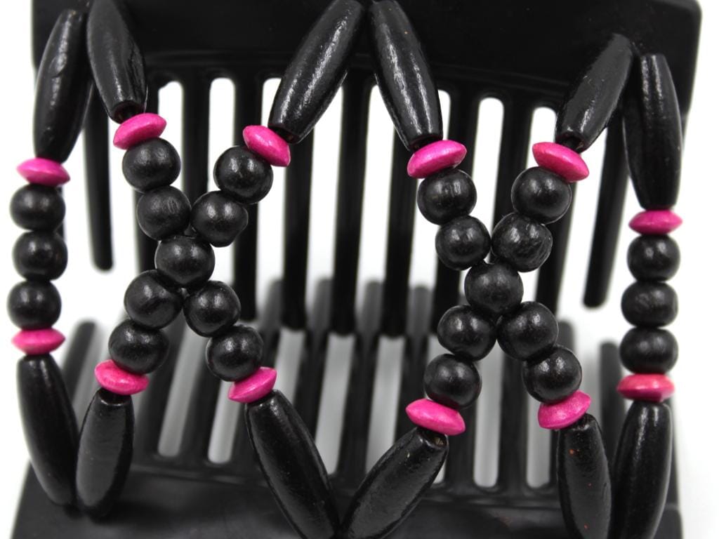 African Butterfly Thick Hair Comb - Beada Black 163