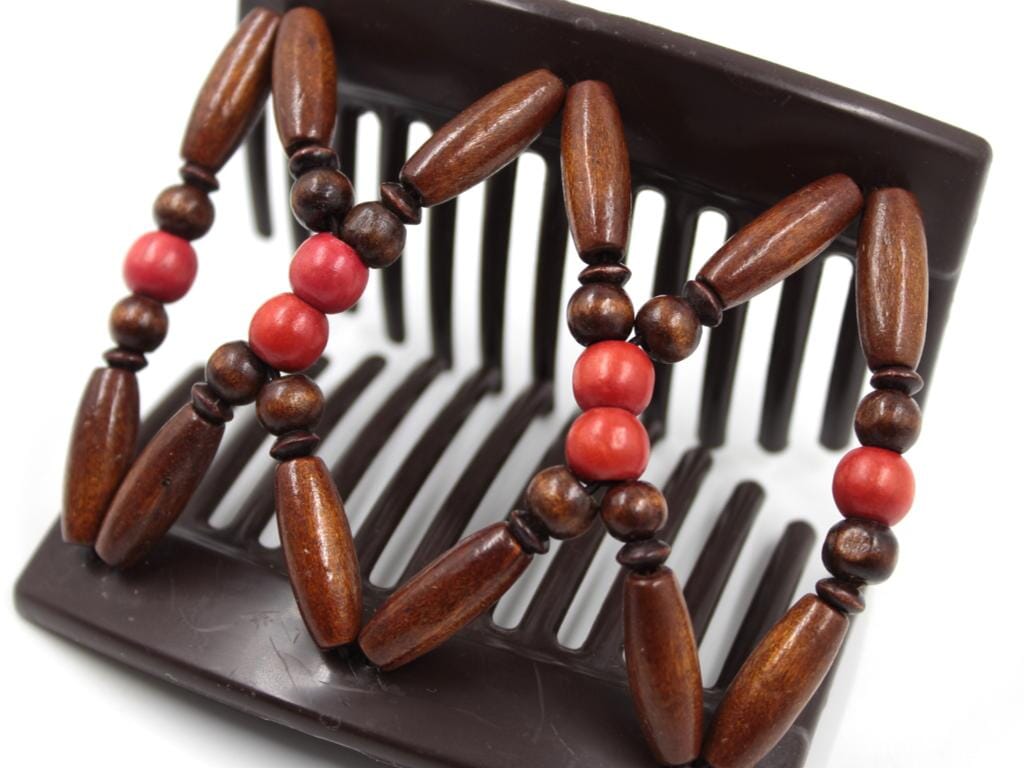 African Butterfly Thick Hair Comb - Beada Brown 234