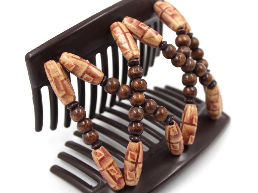African Butterfly Thick Hair Comb - Beada Brown 236