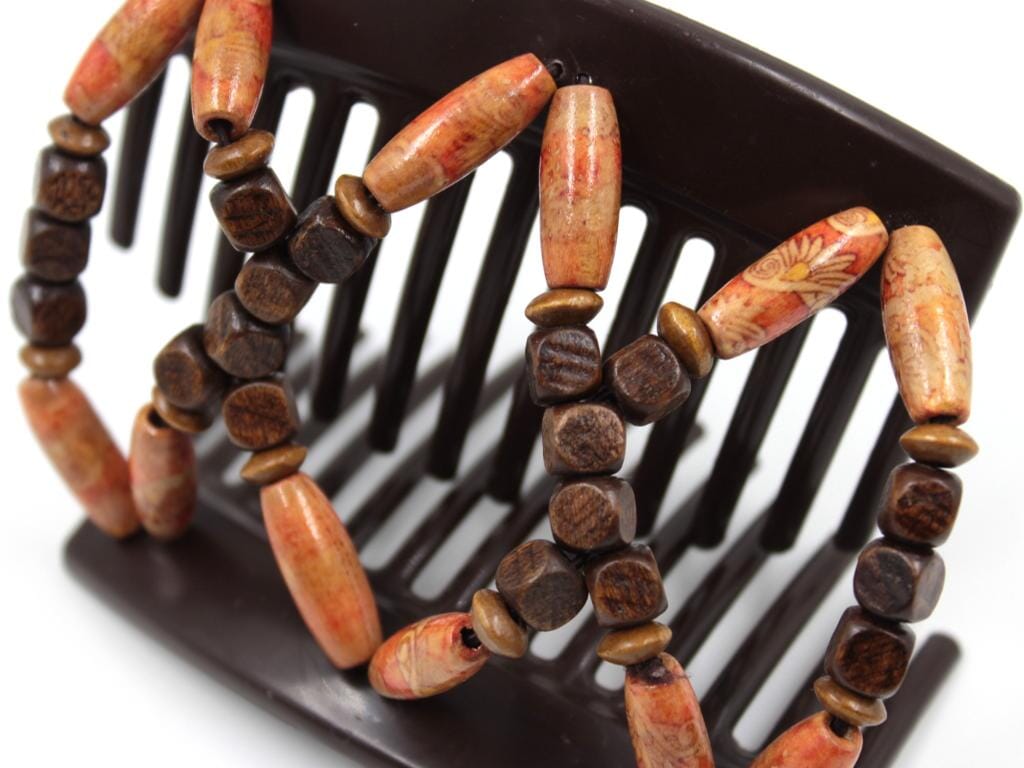African Butterfly Thick Hair Comb - Beada Brown 239