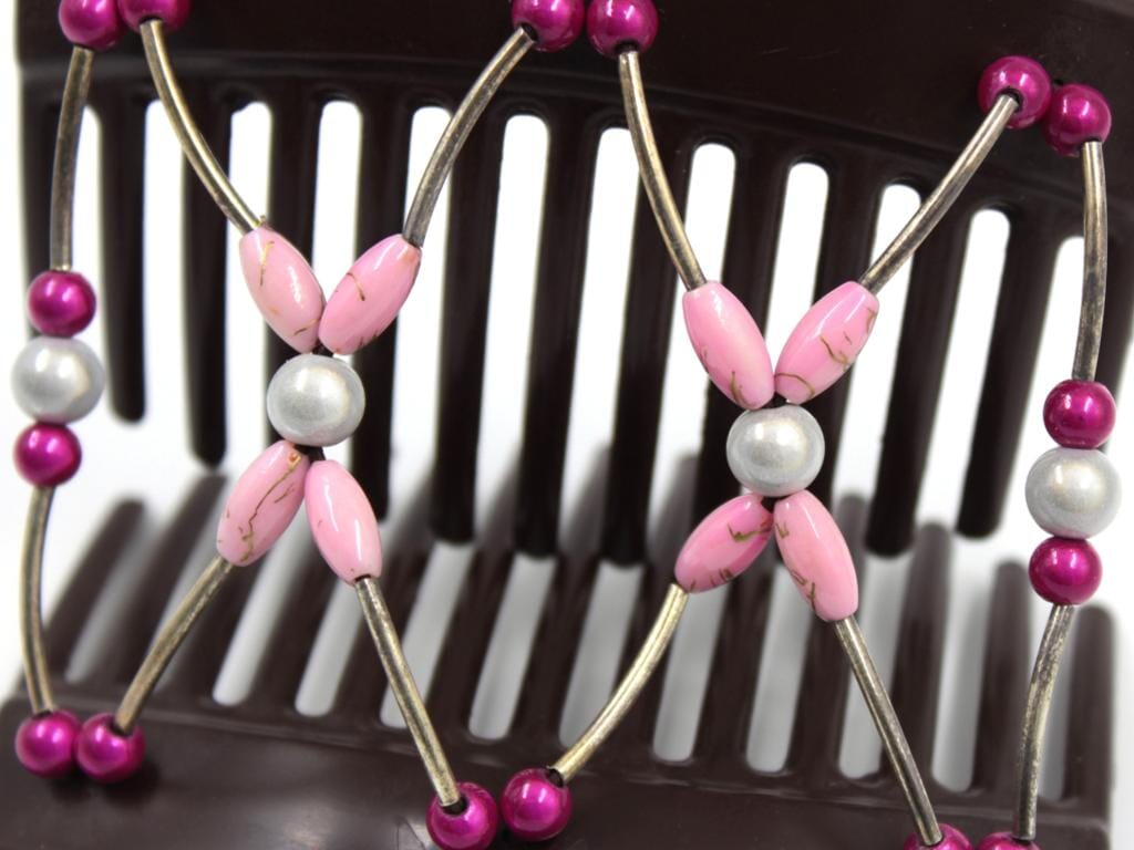 African Butterfly Thick Hair Comb - Beada Tube Brown 69